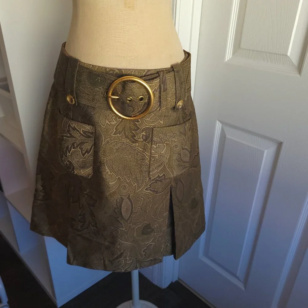 Michael Kors for Bergdorf Goodman pleated and belted skirt size 8‎ made i…